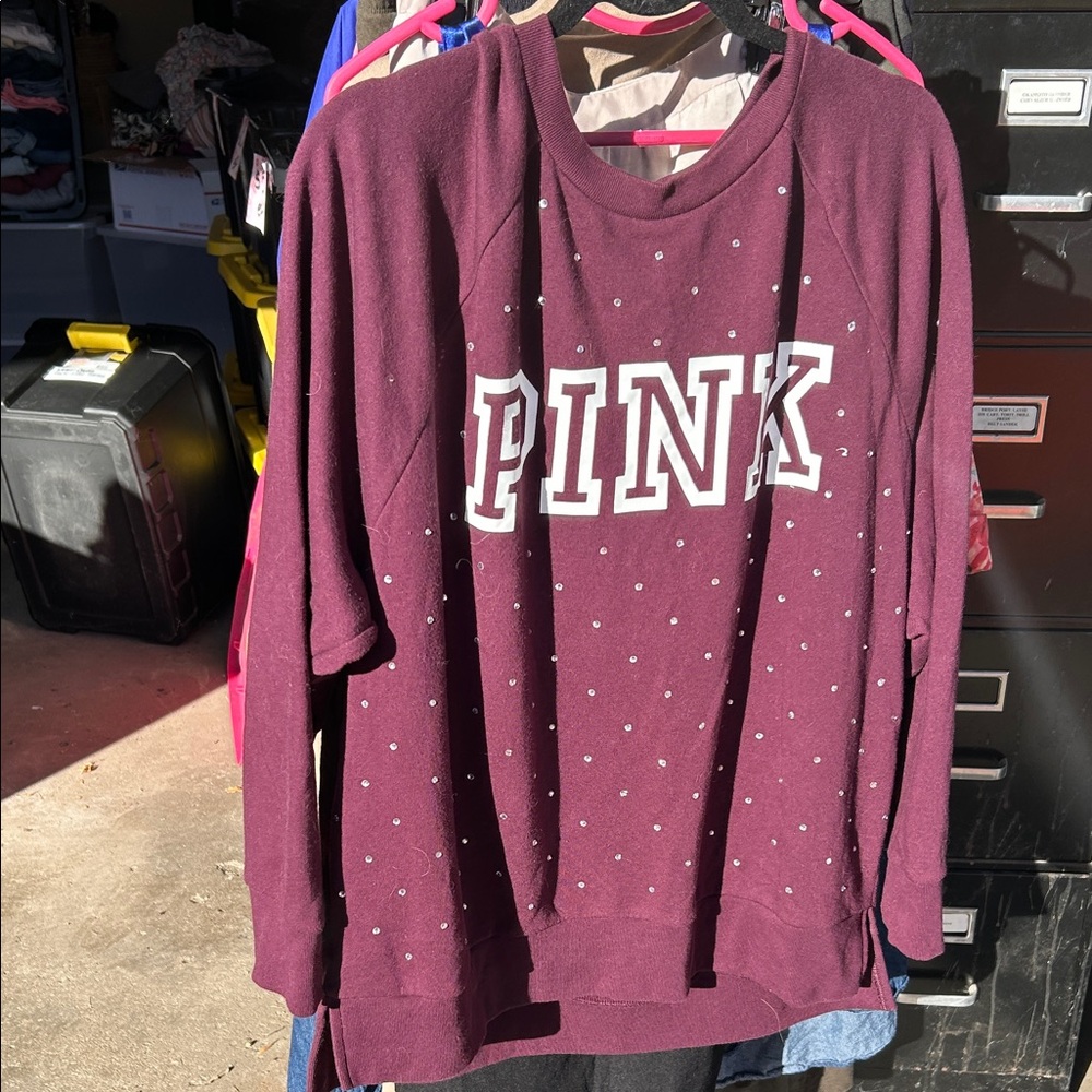 PINK Victoria's Secret Burgundy Dot Sweatshirt